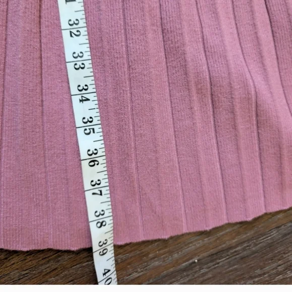 Sweater Dress Pink Long Sleeve Pleated Midi Dress Medium Mauve - Picture 6 of 8